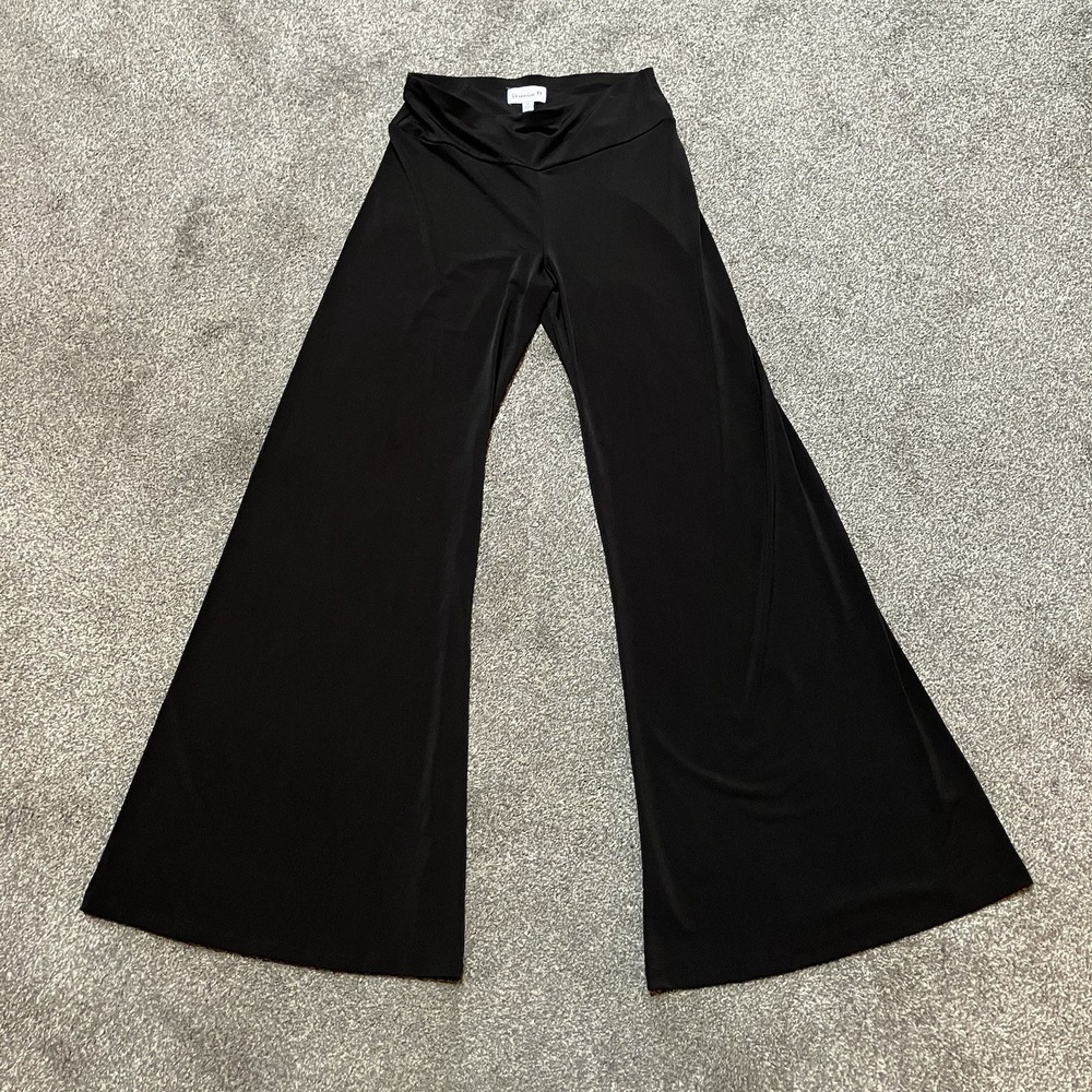 Veronica M Flare Leg Pants Boho Sz Medium Palazzo Black Stretch USA Women's